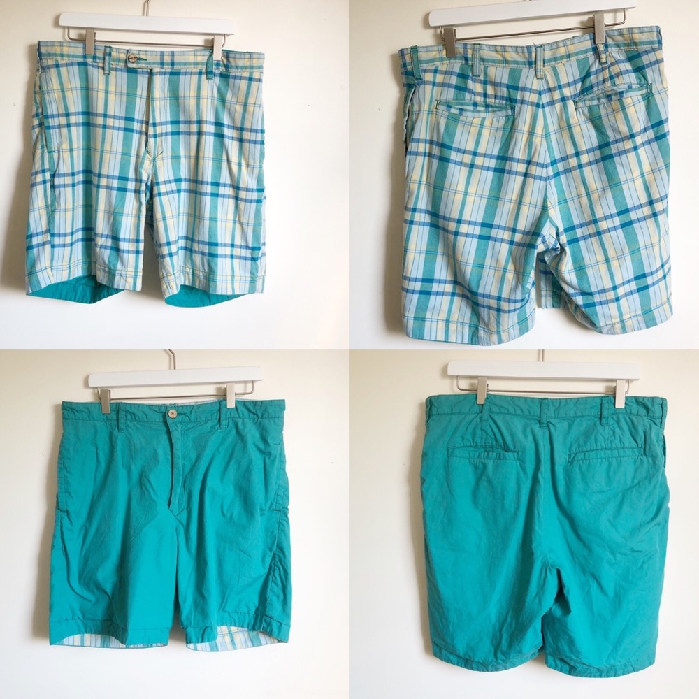 Savane reversible blue and plaid shorts
